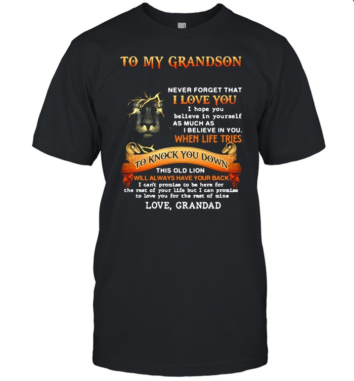 Lion To My Grandson Never Forget That I Love You When Life Tries To Knock You Down This Old Lion T-shirt Classic Men's T-shirt