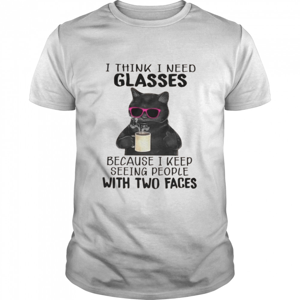 Black Cat I think i need glasses because i keep seeing people with two faces shirt Classic Men's T-shirt