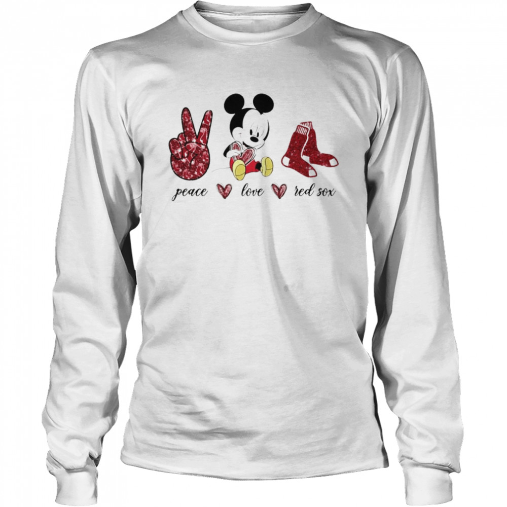 Mickey mouse peace love Boston Red Sox shirt, hoodie, sweater and v-neck t- shirt