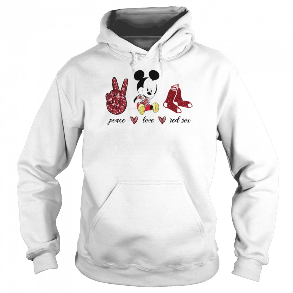 Mickey mouse peace love Boston Red Sox shirt, hoodie, sweater and v-neck t- shirt