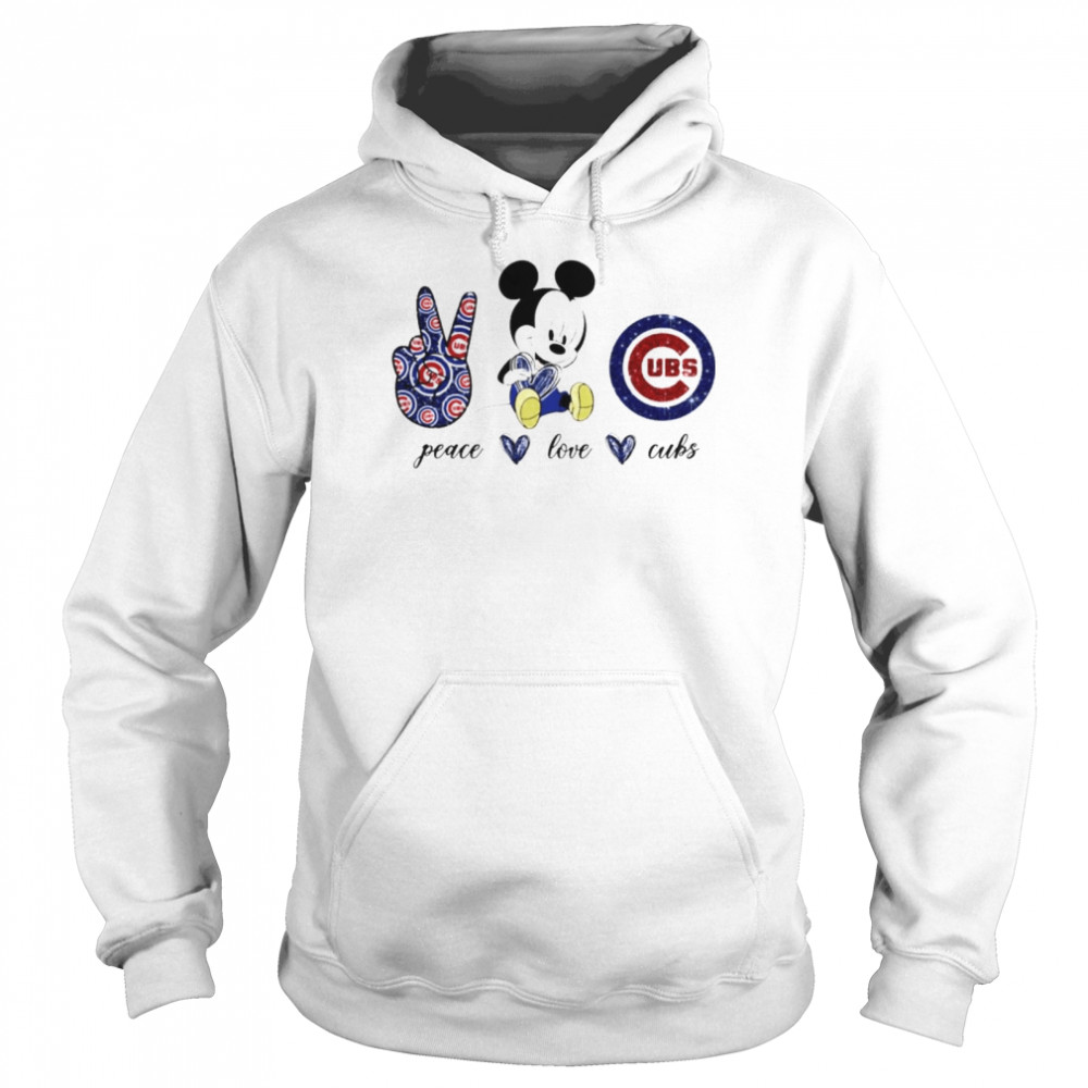 Mickey mouse peace love Chicago Cubs shirt