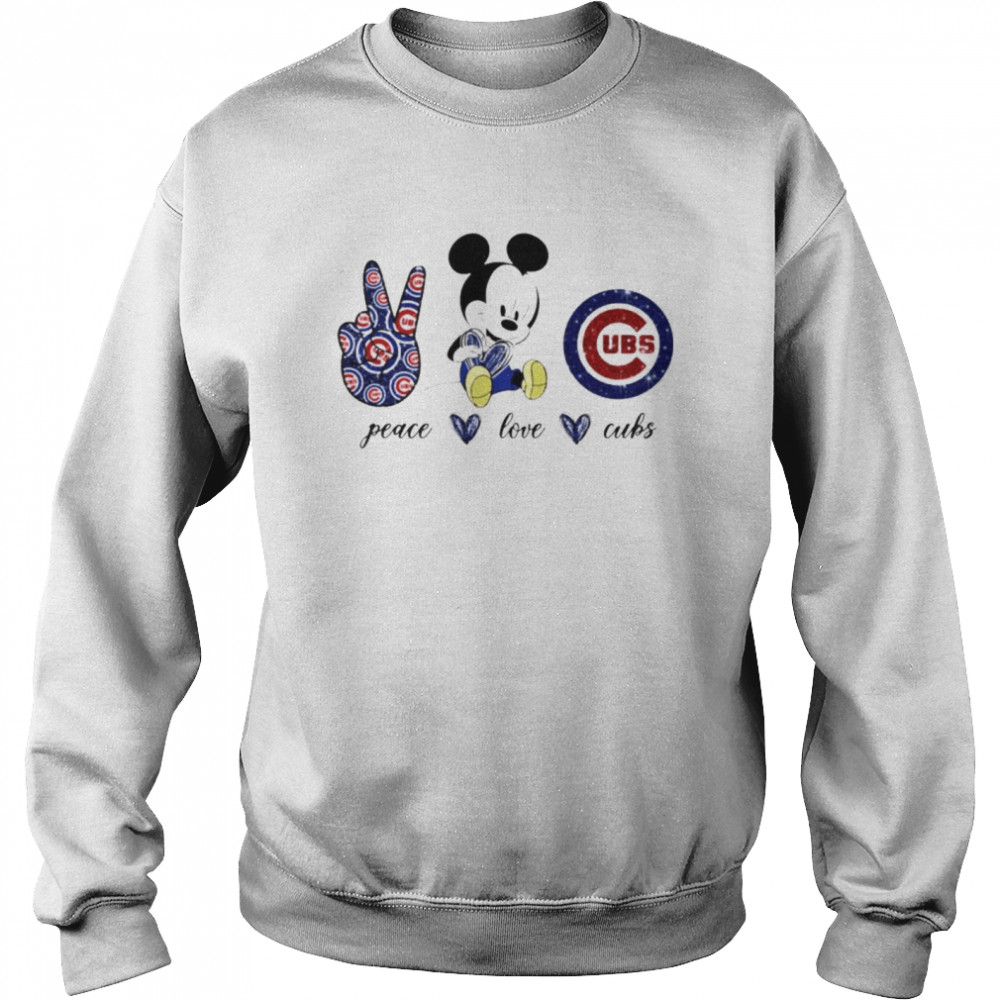 Mickey mouse peace love Chicago Cubs shirt - T Shirt Classic