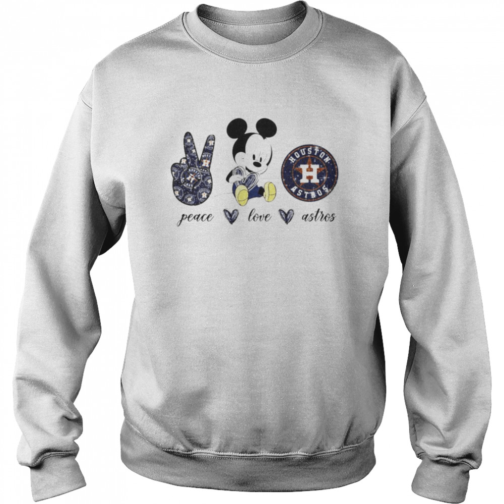 Mickey mouse peace love Houston Astros shirt, hoodie, sweater, long sleeve  and tank top