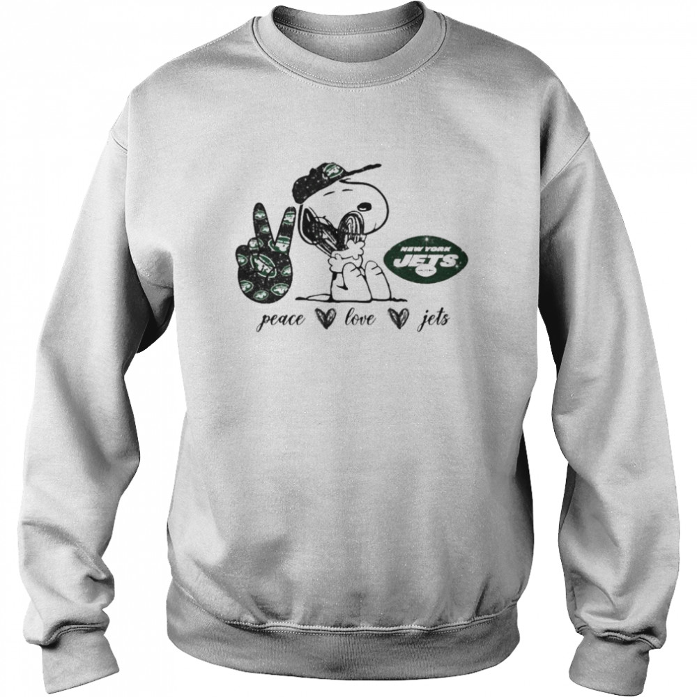 Snoopy peace love New York Jets shirt Unisex Sweatshirt