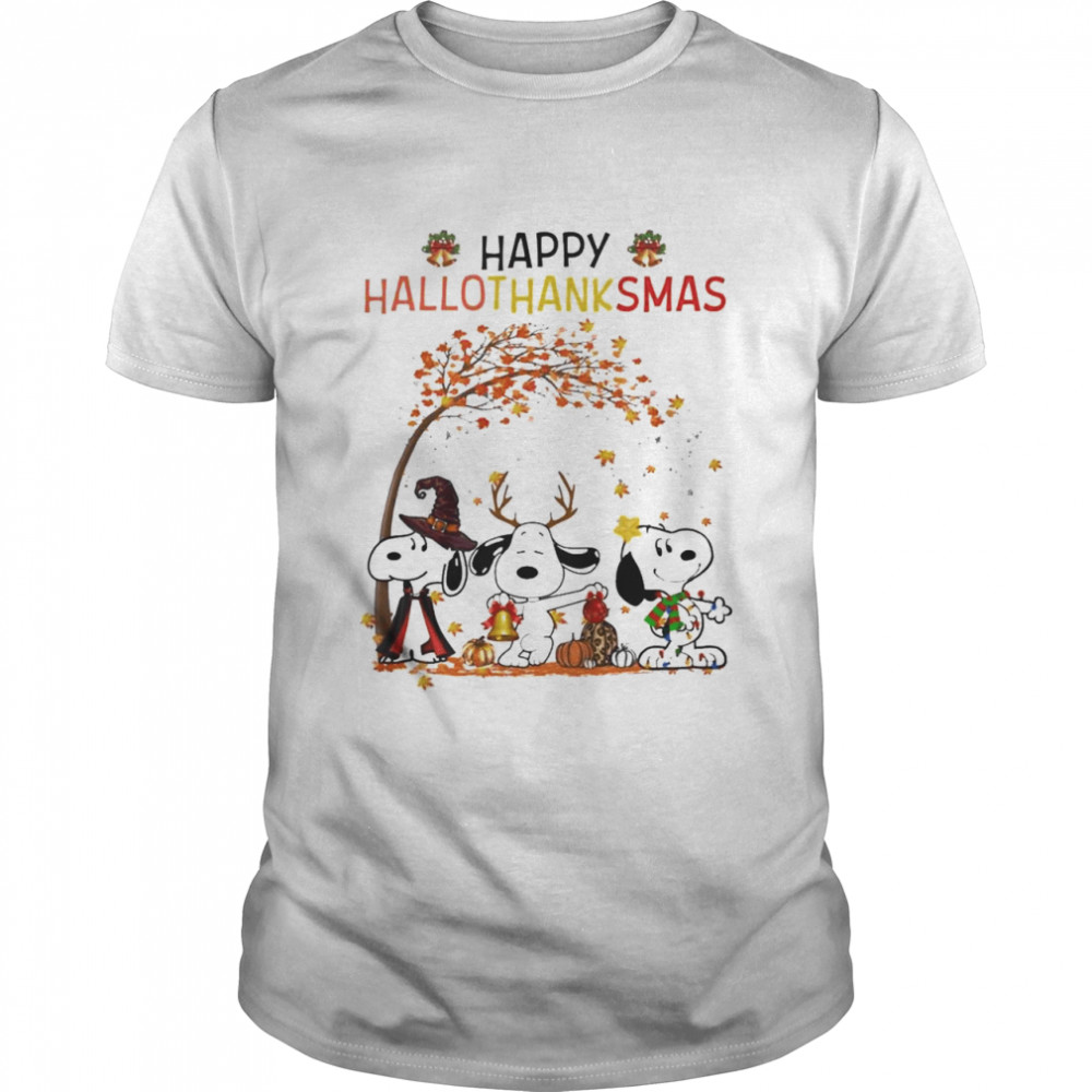 snoopy Witch Rainbow Pumpkin Happy Hallothanksmas shirt Classic Men's T-shirt