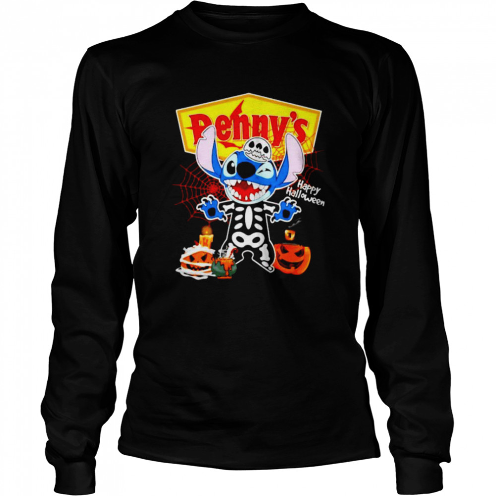 Skeleton Stitch Denny’s happy Halloween shirt Long Sleeved T-shirt