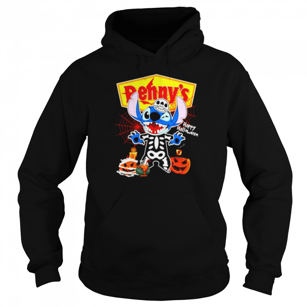 Skeleton Stitch Denny’s happy Halloween shirt Unisex Hoodie