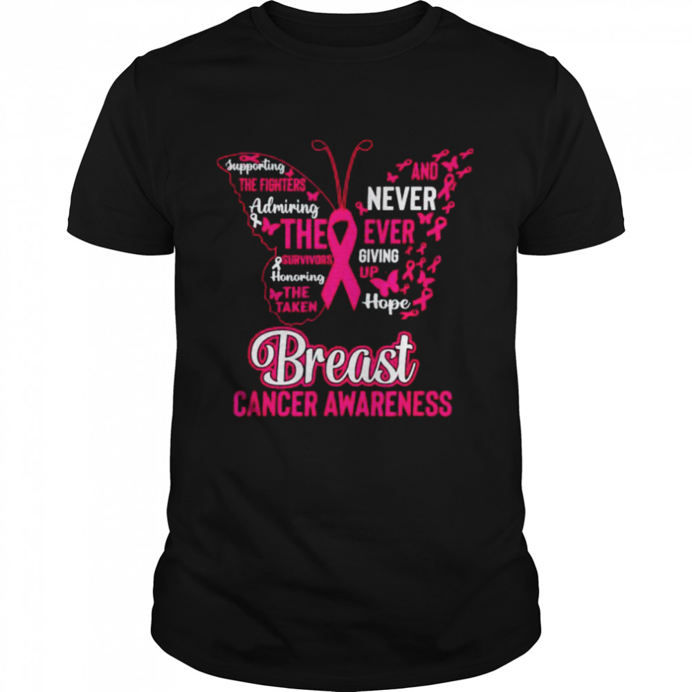 Butterfly breast cancer supporting the fighters shirt Classic Men's T-shirt