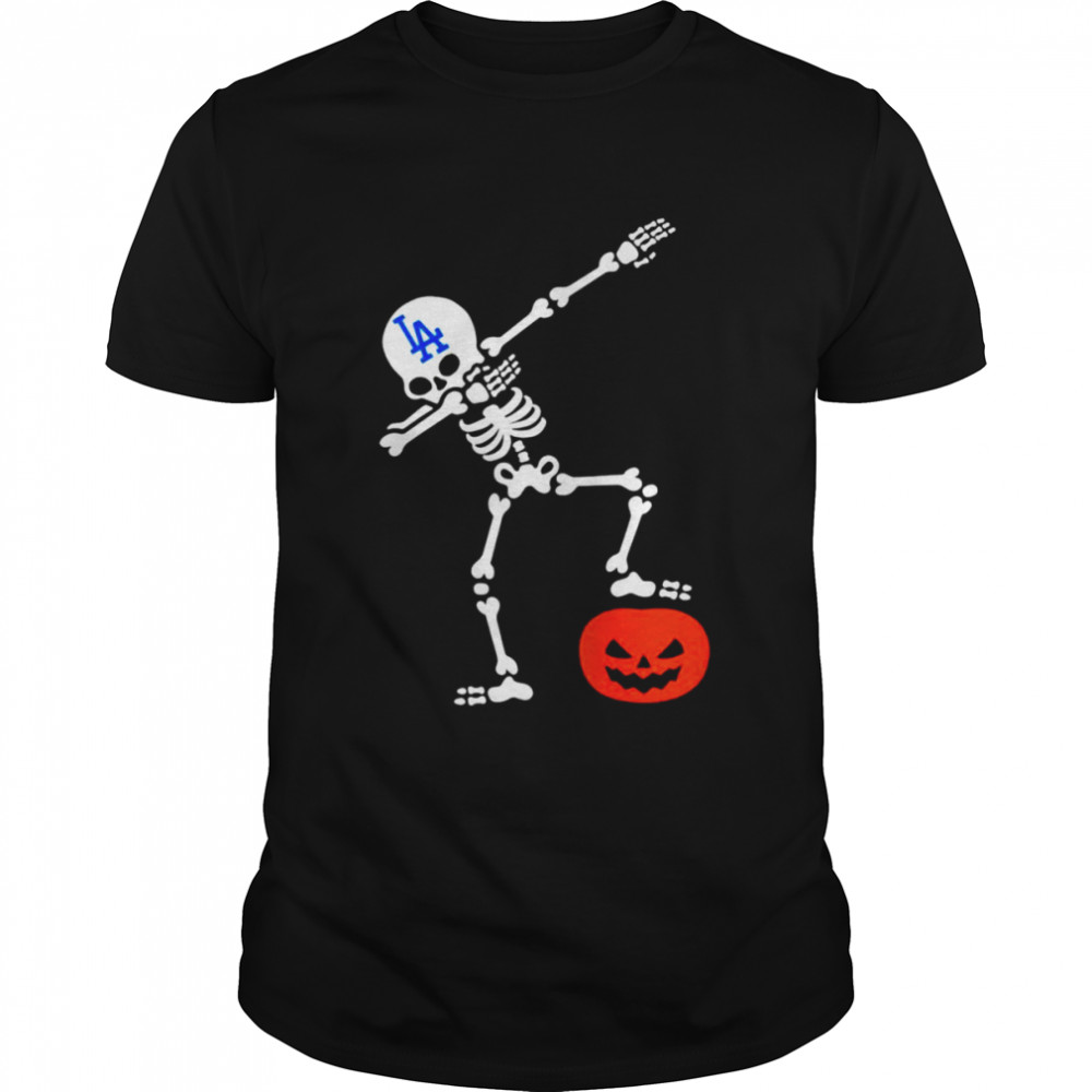 Los Angeles Dodgers Baseball Halloween Skeleton Dabbing Shirt