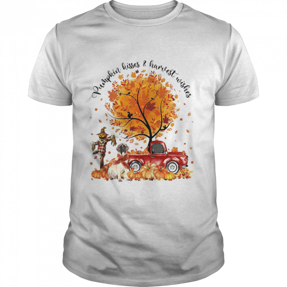 English Mastiff Dog Pumpkin Kisses And Harvest Wishes Halloween T-shirt Classic Men's T-shirt