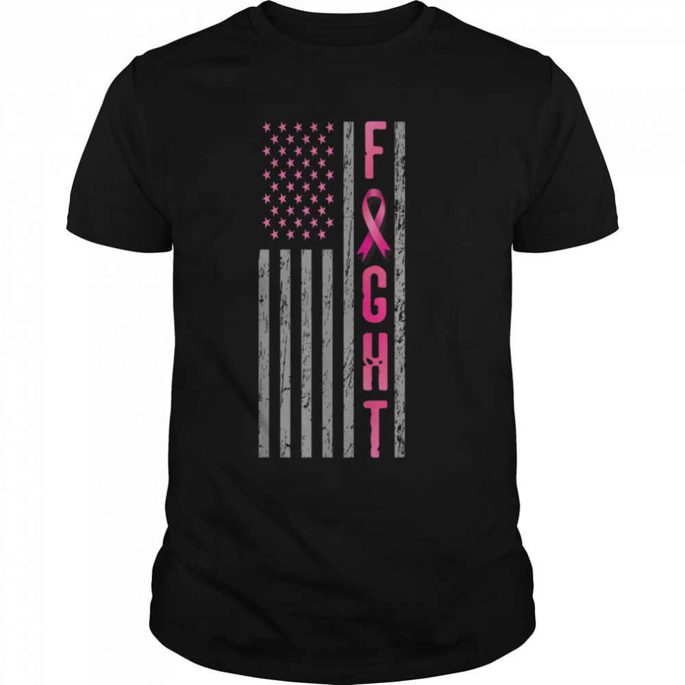 Breast Cancer Awareness American Flag Long Sleeve T- B09JS9YXL9 Classic Men's T-shirt