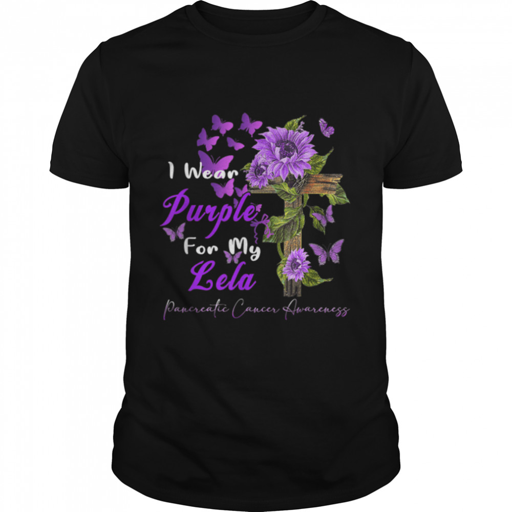 I wear Purple for my Lela Pancreatic Cancer Awareness T- B09JVT3RR7 Classic Men's T-shirt