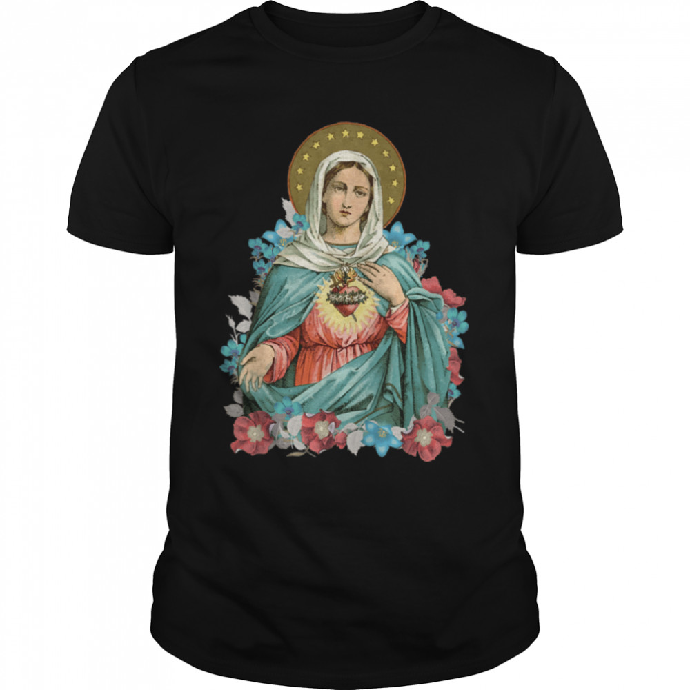 Immaculate Heart of Mary Our Blessed Mother Catholic Vintage T- B09JWZBVND Classic Men's T-shirt