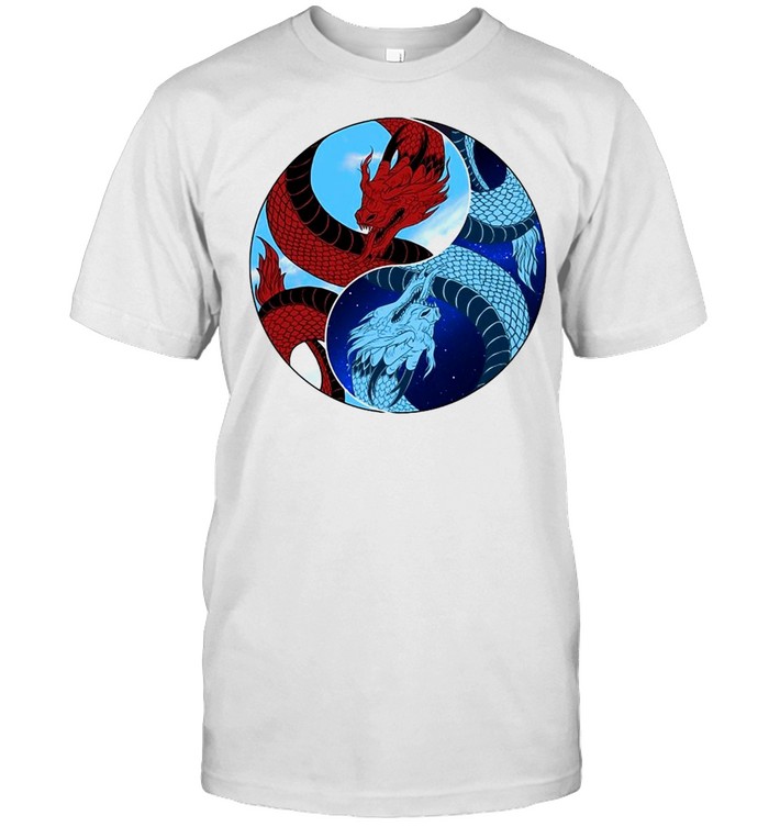 Red And Blue Dragons Yin Yang Day Night Dragon Dualism T-shirt Classic Men's T-shirt