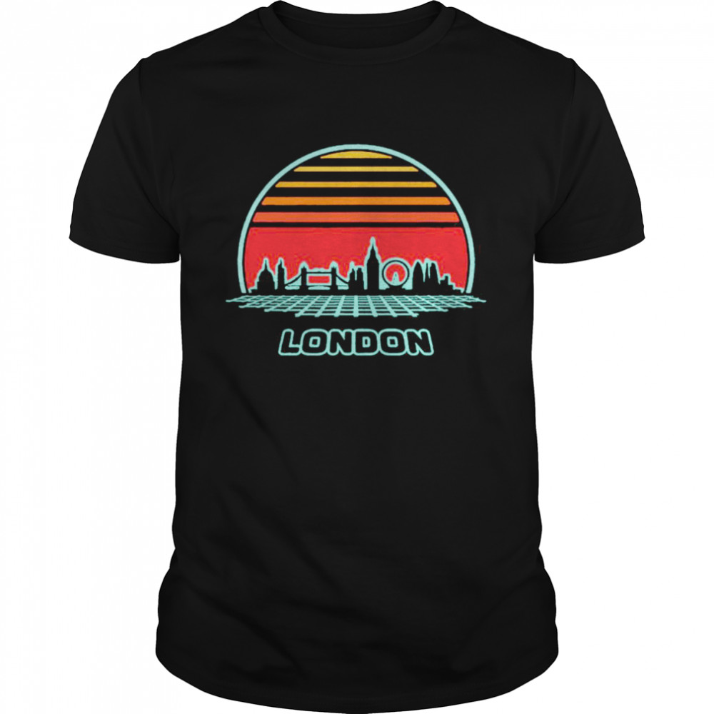 London City Skyline Retro 80S Style Souvenir Vintage T-shirt Classic Men's T-shirt