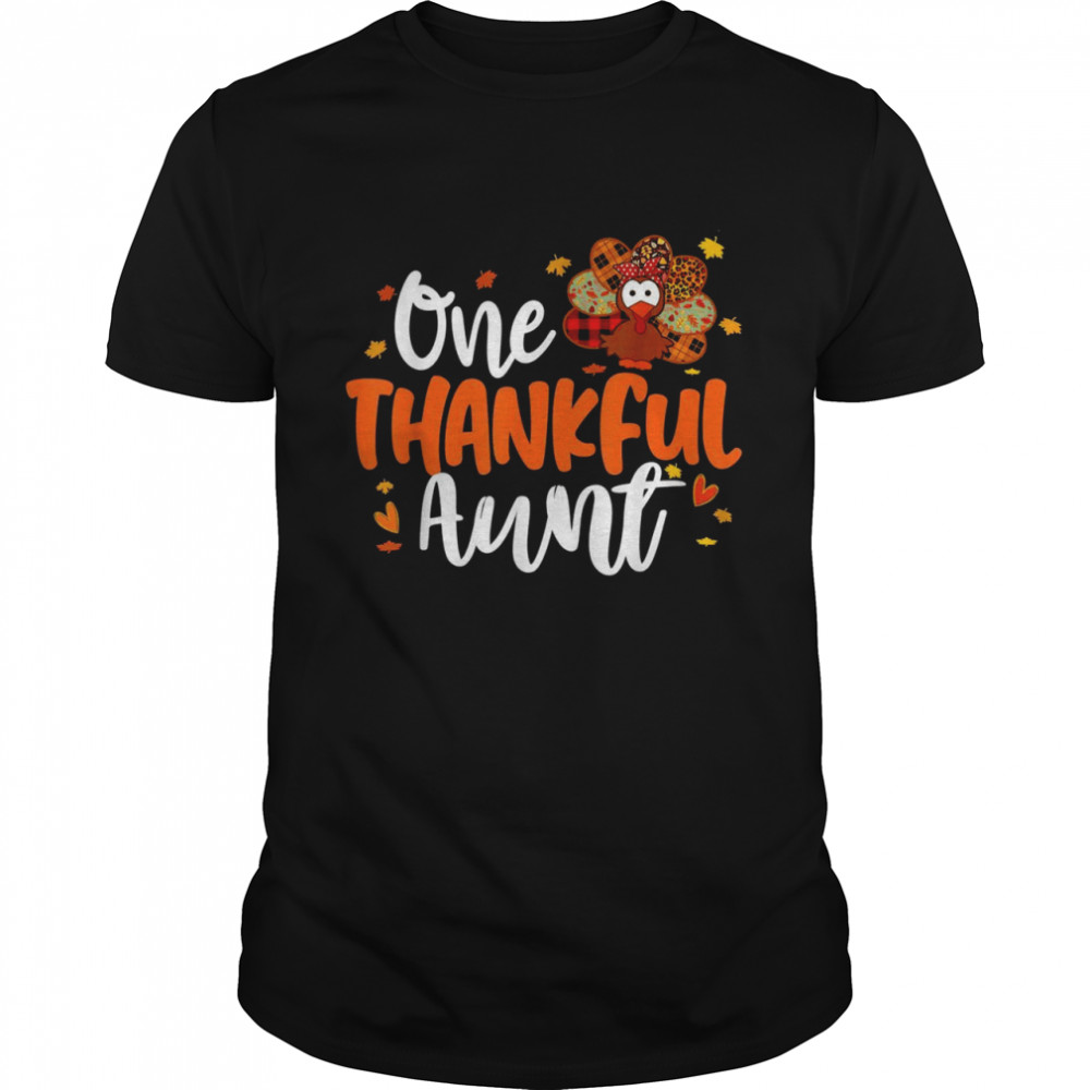 One Thankful Aunt Turkey Leopard Thanksgiving Family  Classic Men's T-shirt