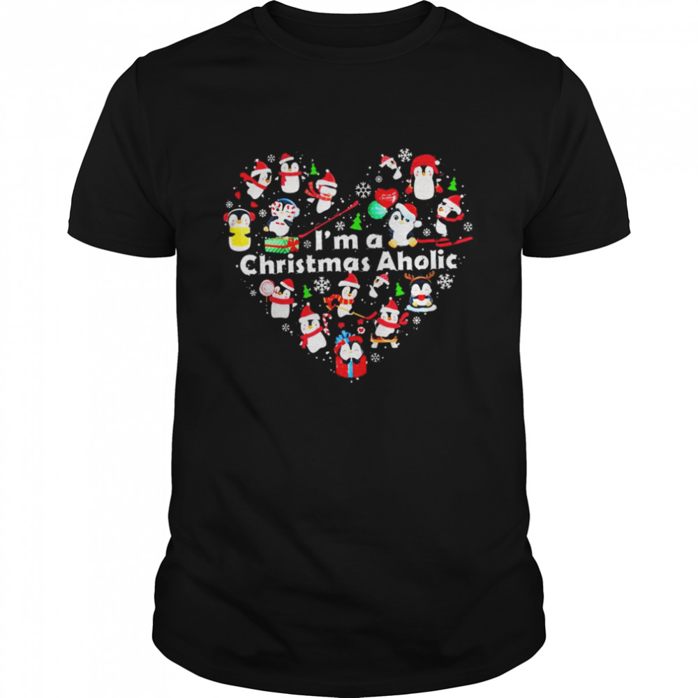 Cute Penguins Im a Christmas Aholic heart 2021 shirt Classic Men's T-shirt