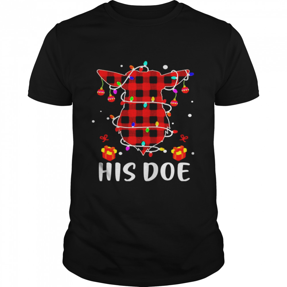 His Doe Reindeer Red Plaid shirt Classic Men's T-shirt