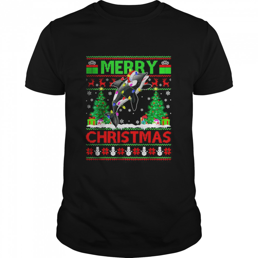 Orca Fish Lover Xmas Lighting Santa Ugly Orca Christmas T- Classic Men's T-shirt