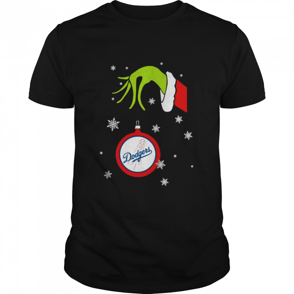 Grinch Hand holding Ornament Los Angeles Dodgers Snowflake Christmas shirt Classic Men's T-shirt