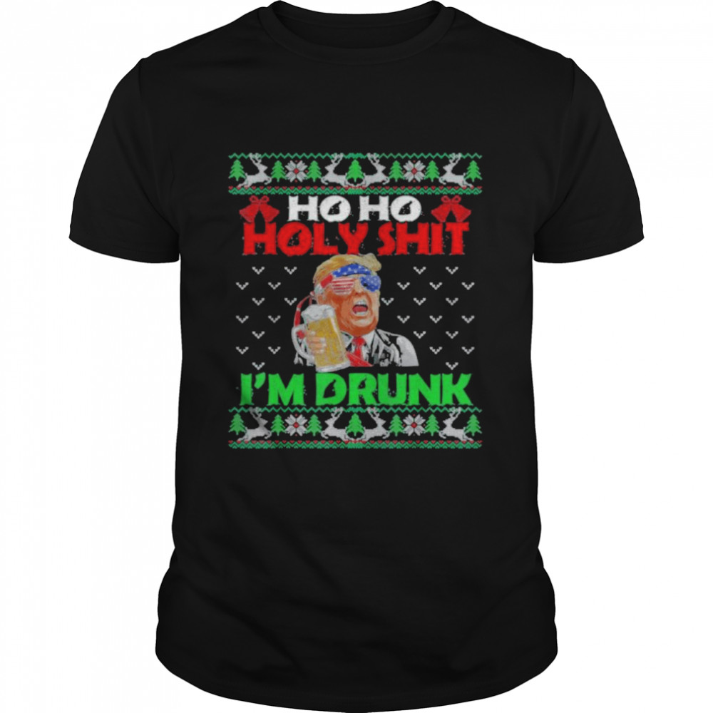 Ho Ho Holy Shit I’m Drunk Beer Trump Christmas Pajama Ugly X-mas shirt Classic Men's T-shirt