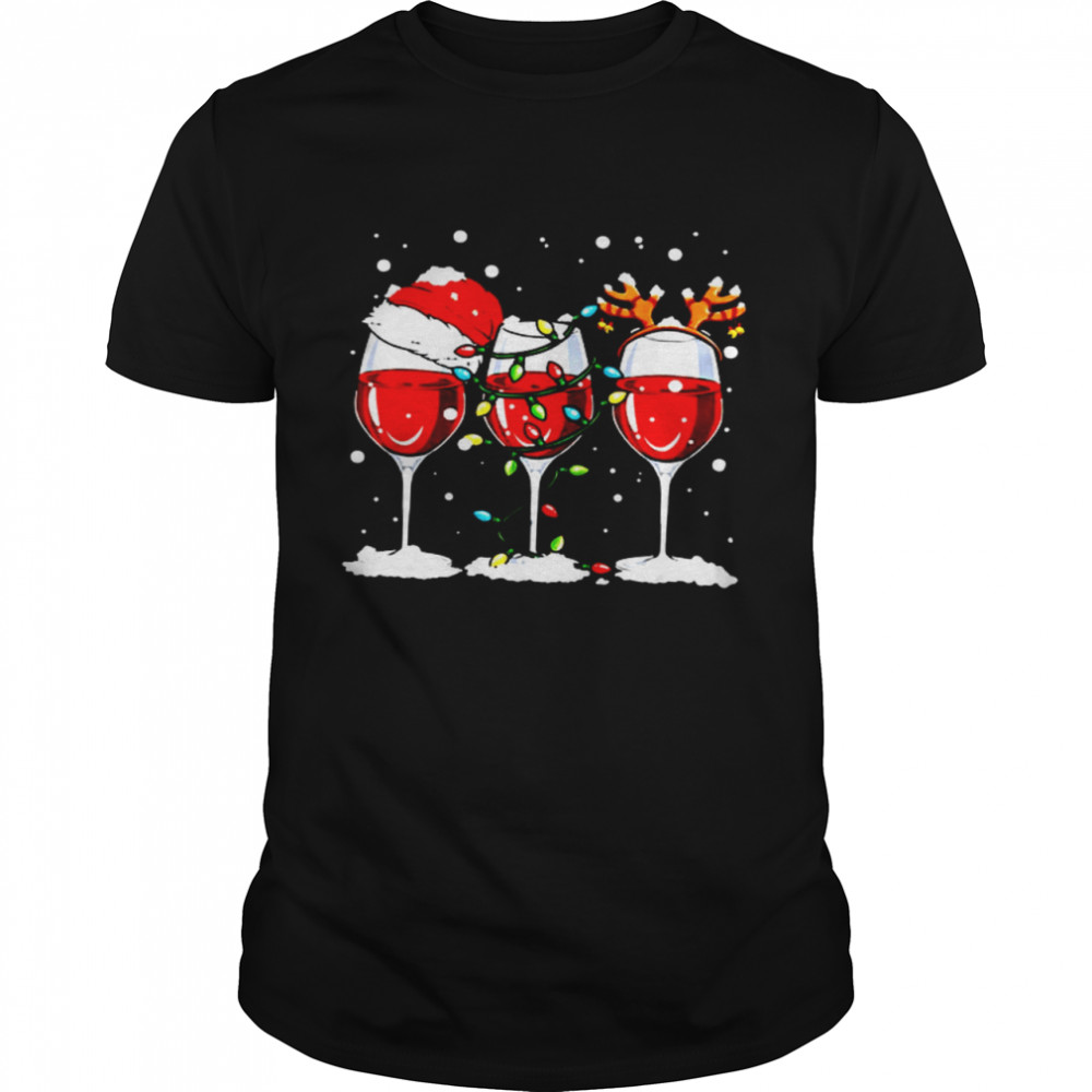 Wine Santa Light Reindeer  Classic Men's T-shirt