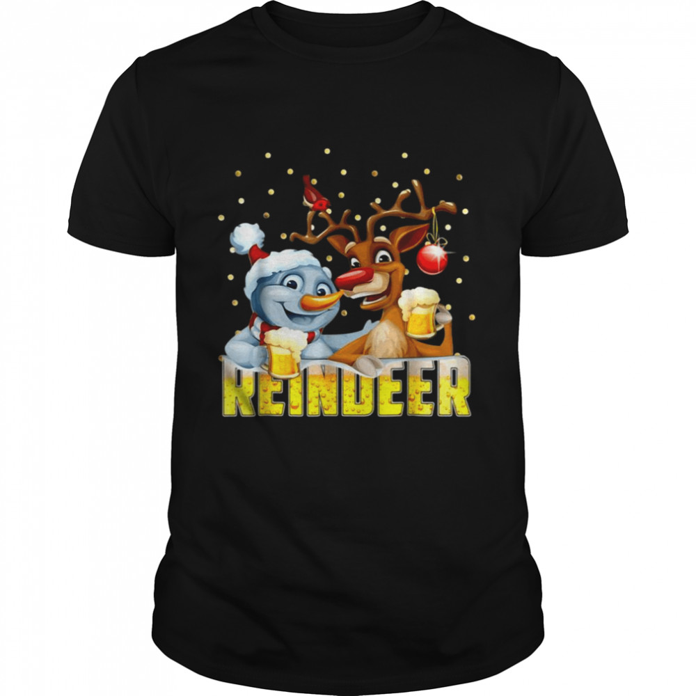 reinbeer Santa Claus Reindeer Beer Christmas Drinking Sweater  Classic Men's T-shirt