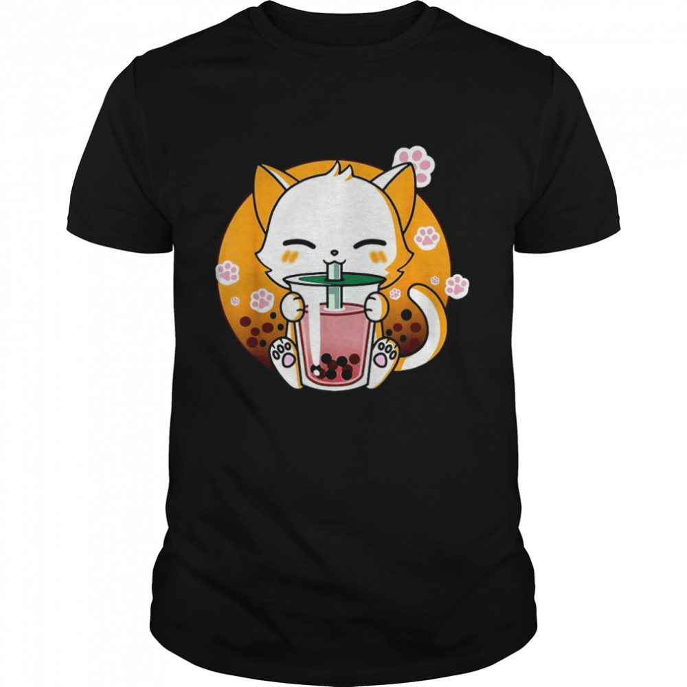 Cat Boba Tea Bubble Tea Anime Kawaii Neko Gifts Girls Teens  Classic Men's T-shirt