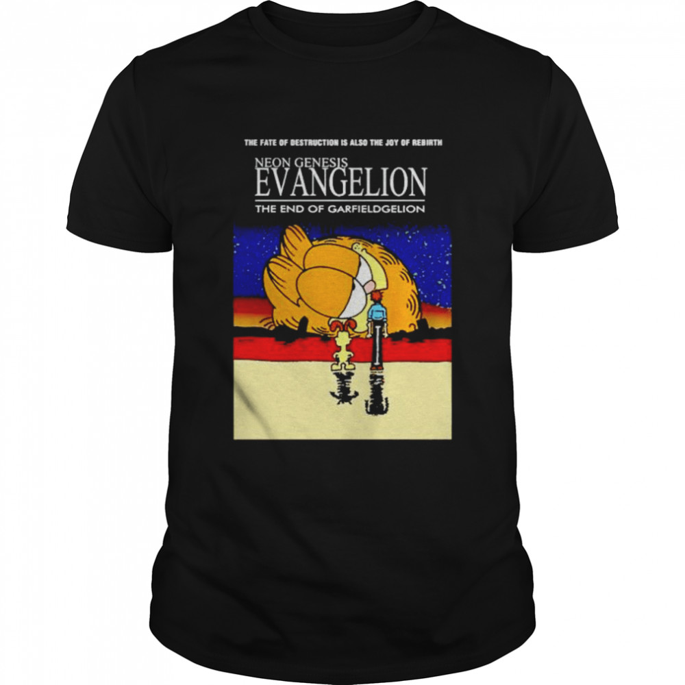 Top garfield neon genesis evangelion the end of garfieldgelion shirt Classic Men's T-shirt