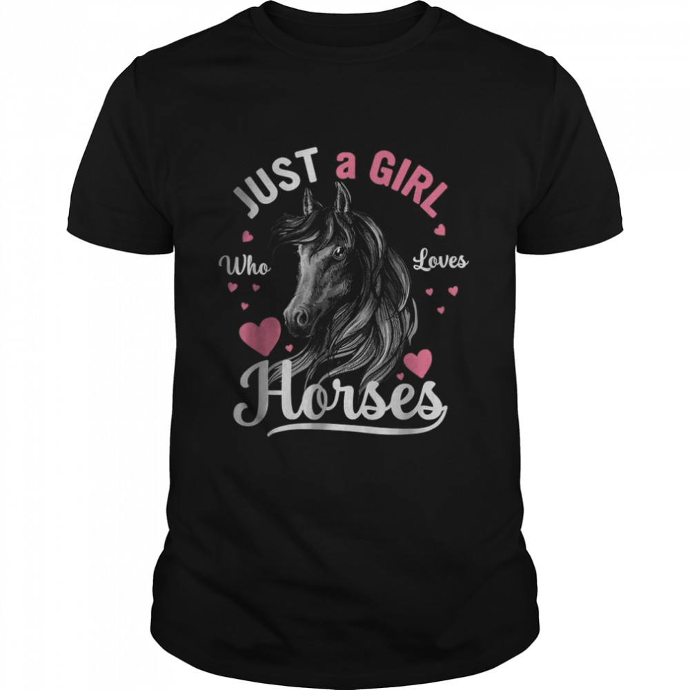 Just a Girl Who Loves Horses Watercolor Horse For Teen Girls T- Classic Men's T-shirt