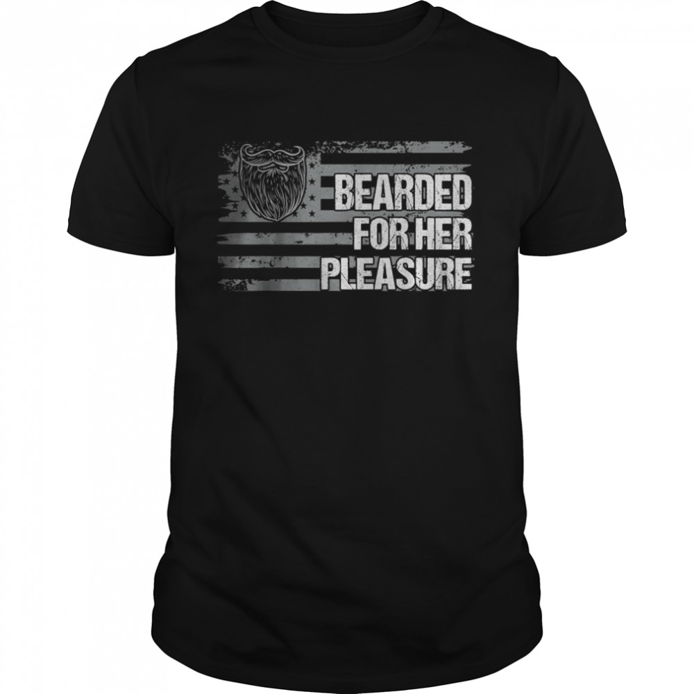 Bearded for Her Pleasure American Flag  Classic Men's T-shirt