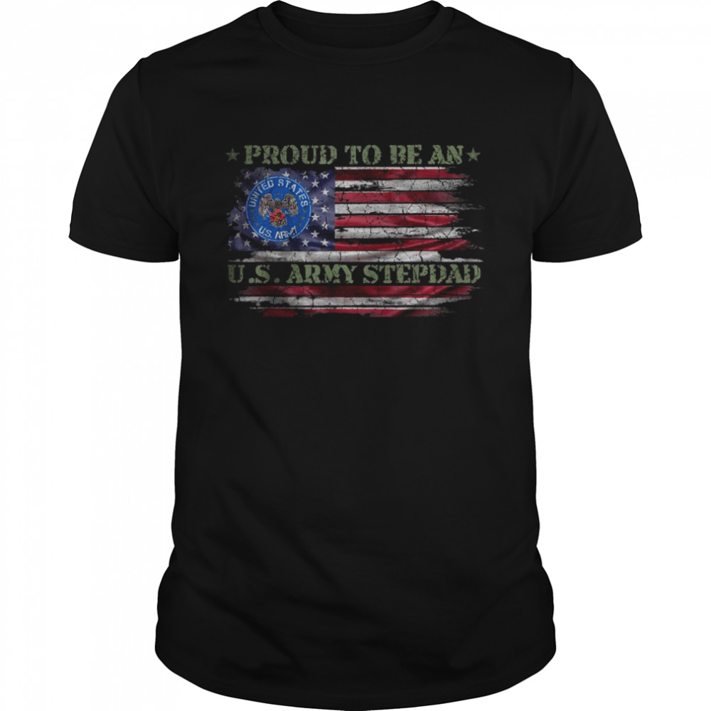 Vintage USA American Flag Proud To Be An US Army Stepdad T- Classic Men's T-shirt
