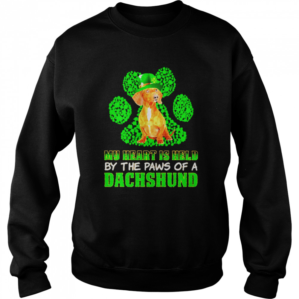 St Patrick’s Day My Heart Is Held By The Paws Of A Red Dachshund  Unisex Sweatshirt