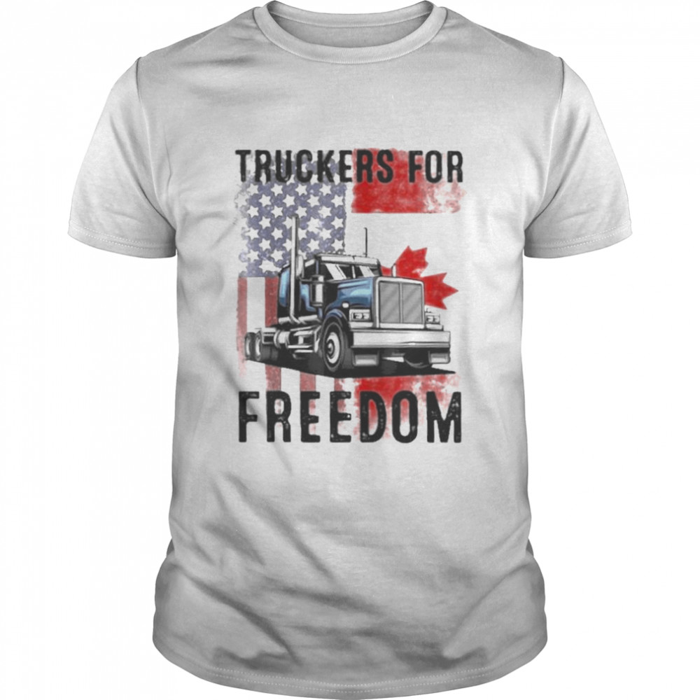 Truckers for freedom american flag and canada flag shirt Classic Men's T-shirt