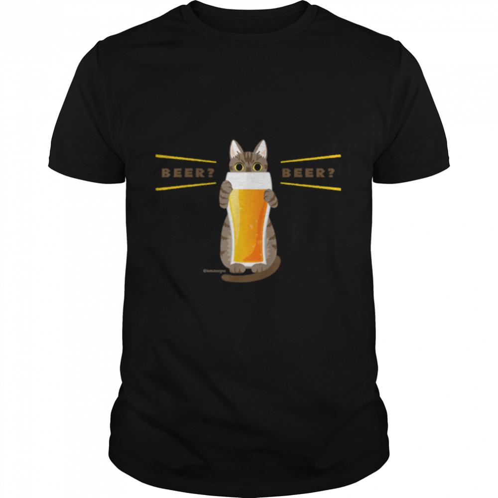 [Cat recommending beer] cat beer kawaii [White] T- B09W8W65MG Classic Men's T-shirt