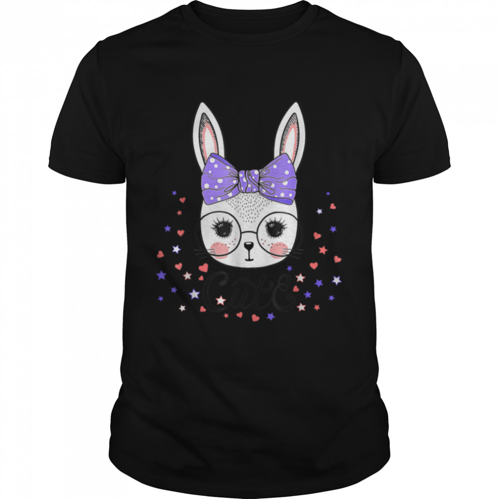 Dy Cute Bunny Face Bow Tie Happy Easter Day Girl Women Kids T- B09W5ZQ59G Classic Men's T-shirt