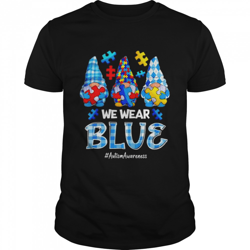 Three Gnomes Holding Blue Puzzle Gnome Autism Awareness T- Classic Men's T-shirt
