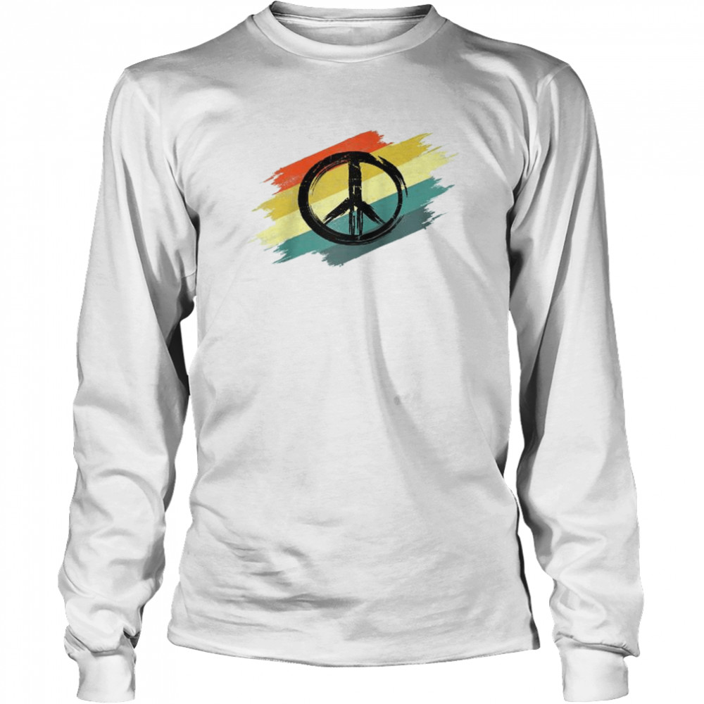 Retro Vintage Design Friedenszeichen Peace Zeichen Raglan  Long Sleeved T-shirt