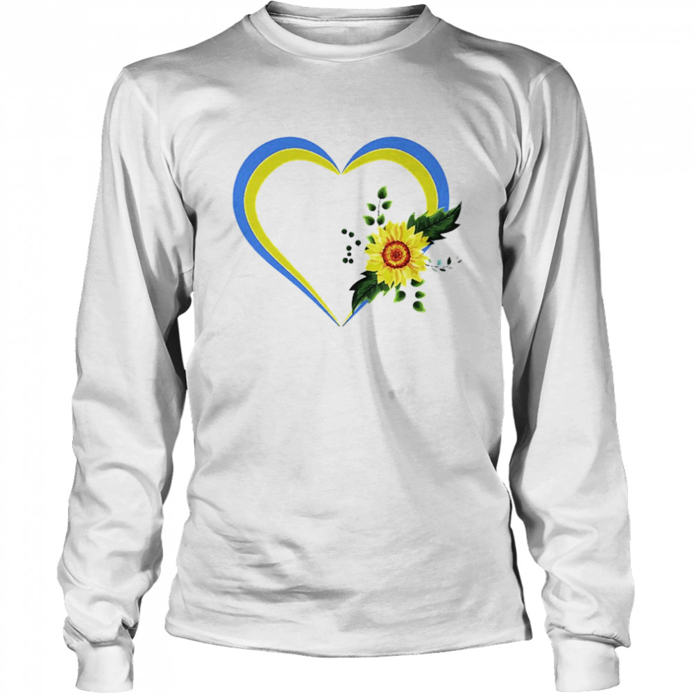 Sunflower Heart Ukraine Ukrainian Flag T- Long Sleeved T-shirt