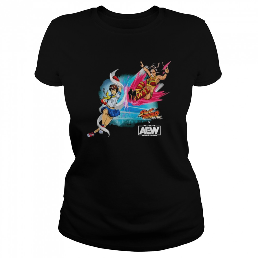 Thunder rosa vs sakura street fighter x aew capcom x nerds shirt Classic Women's T-shirt