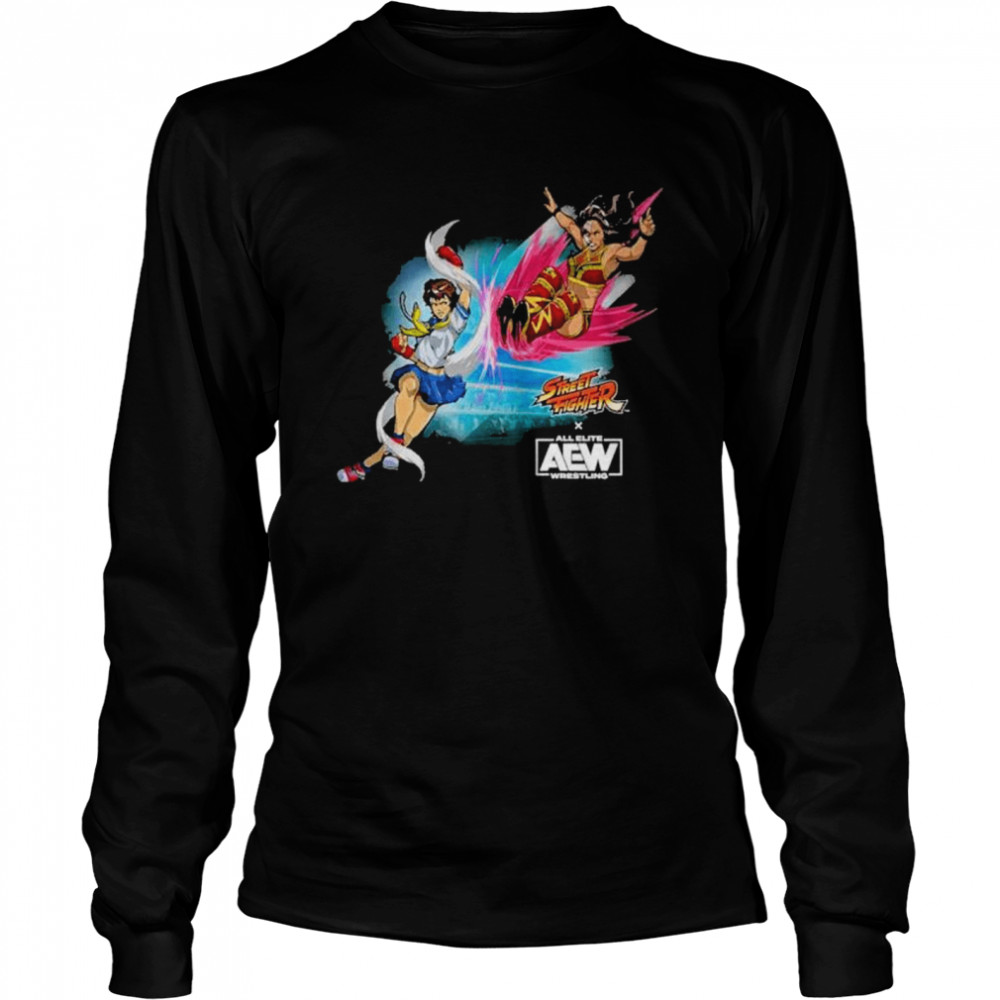 Thunder rosa vs sakura street fighter x aew capcom x nerds shirt Long Sleeved T-shirt