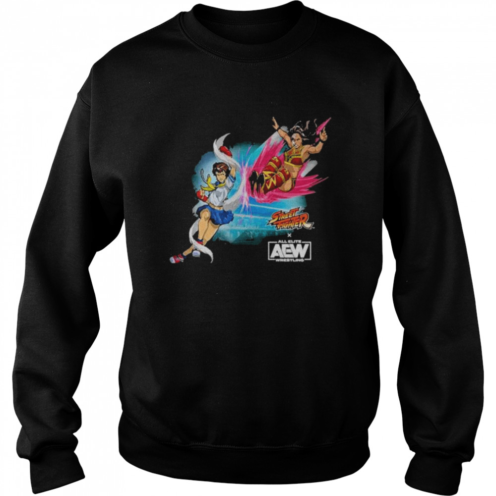 Thunder rosa vs sakura street fighter x aew capcom x nerds shirt Unisex Sweatshirt