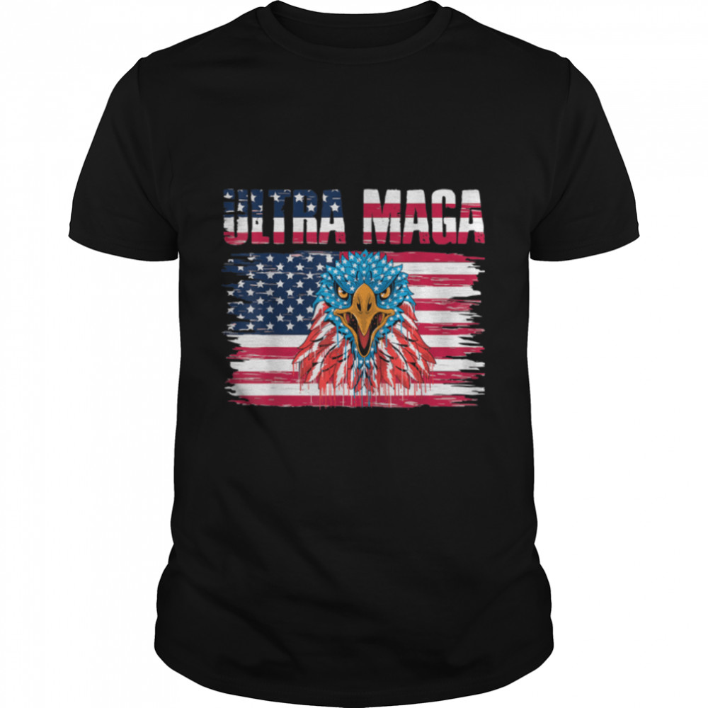 Anti Joe Biden Ultra Maga Shirt Funny Anti Biden US Flag T-Shirt B0B185C24G