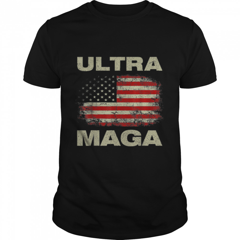 Anti Joe Biden Ultra Maga American Flag US T-Shirt B0B186Y3TR