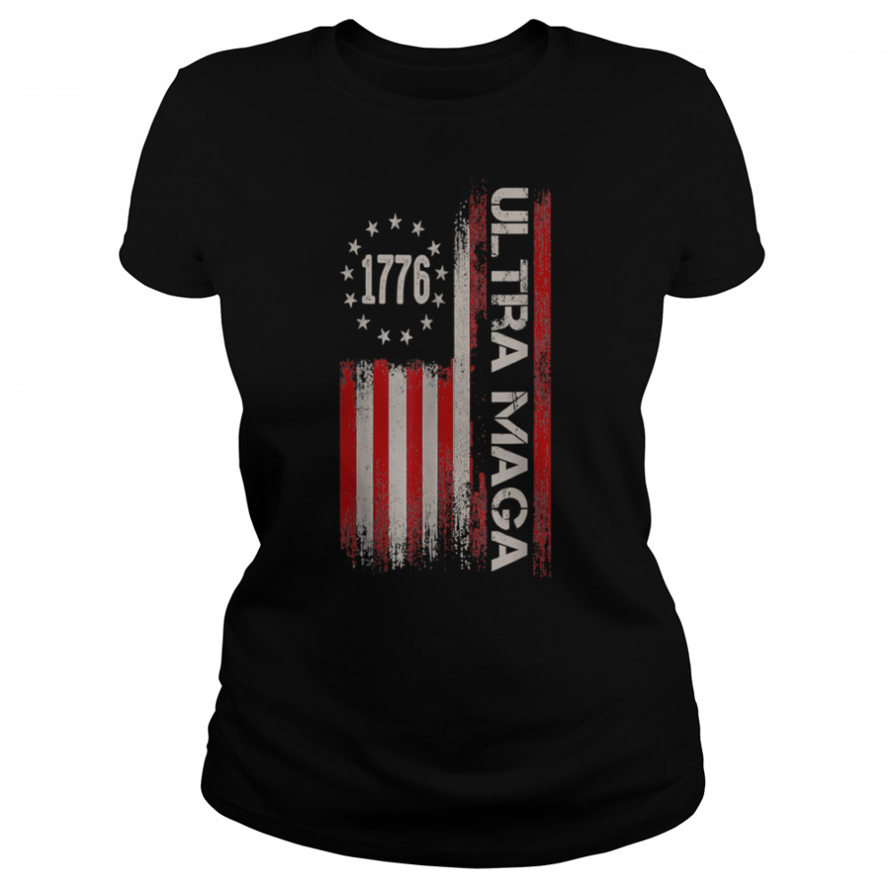 Anti Joe Biden Ultra Maga USA Flag Trump Quote T- B0B186GCJ7 Classic Women's T-shirt