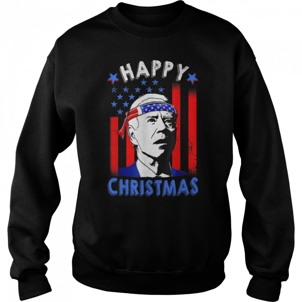 Funny Joe Biden Happy Christmas American Flag 4th Of July T- B0B188XX5Y Unisex Sweatshirt