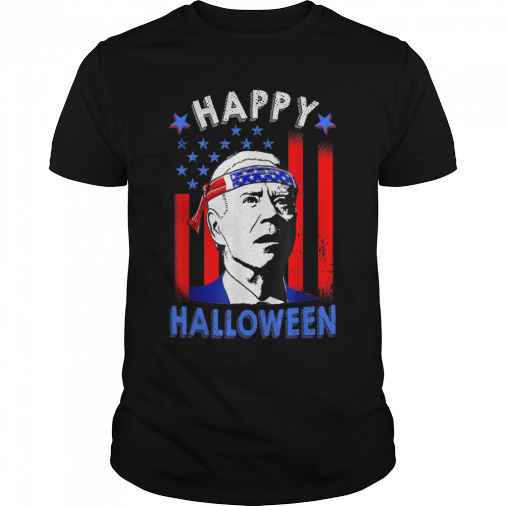 Funny Joe Biden Happy Halloween American Flag 4th Of July T-Shirt B0B189YP1V