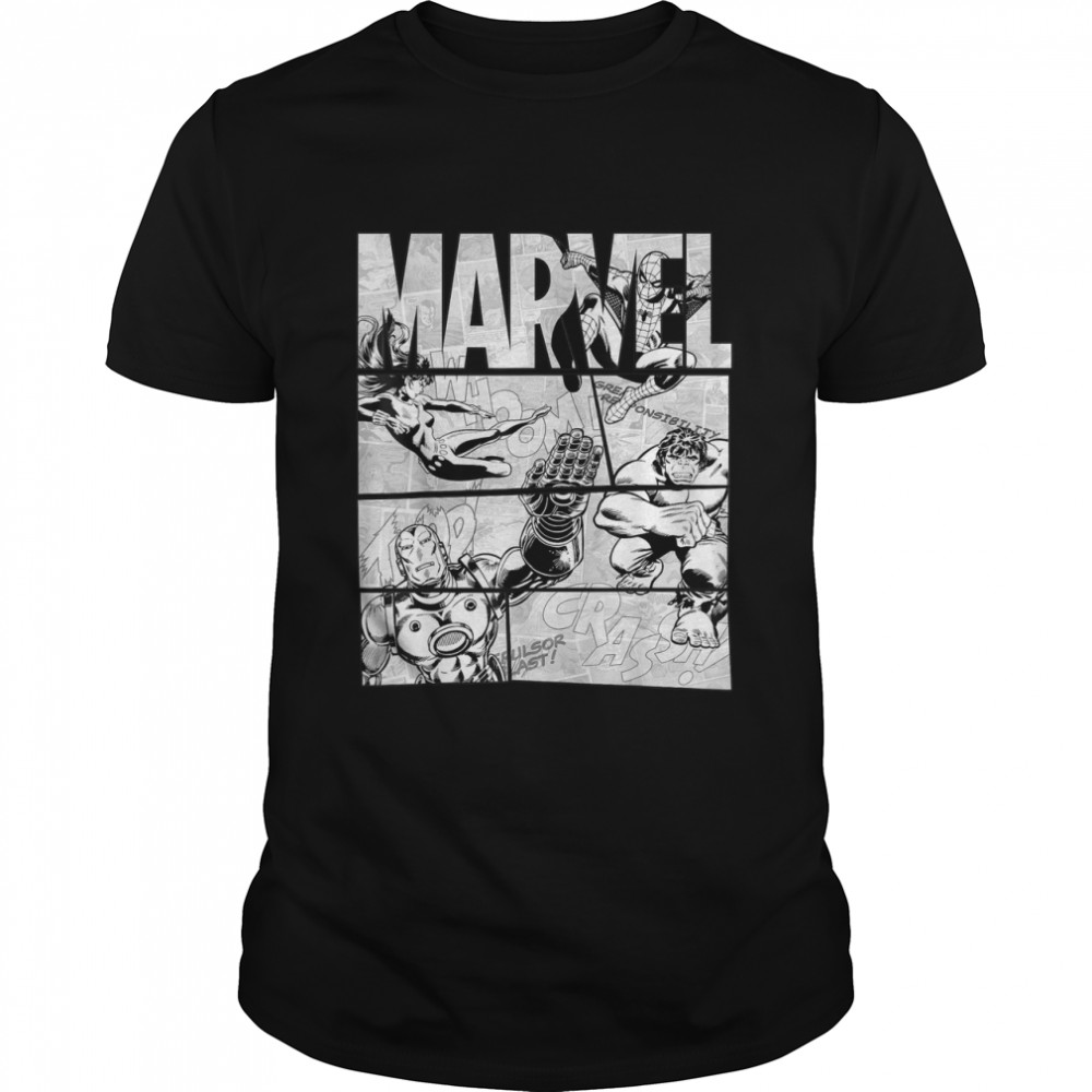 Marvel Avengers Retro Black and White Comic Graphic T- Classic Men's T-shirt