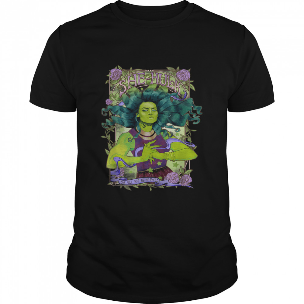 Marvel She-Hulk Vintage Floral Design Graphic T-Shirt