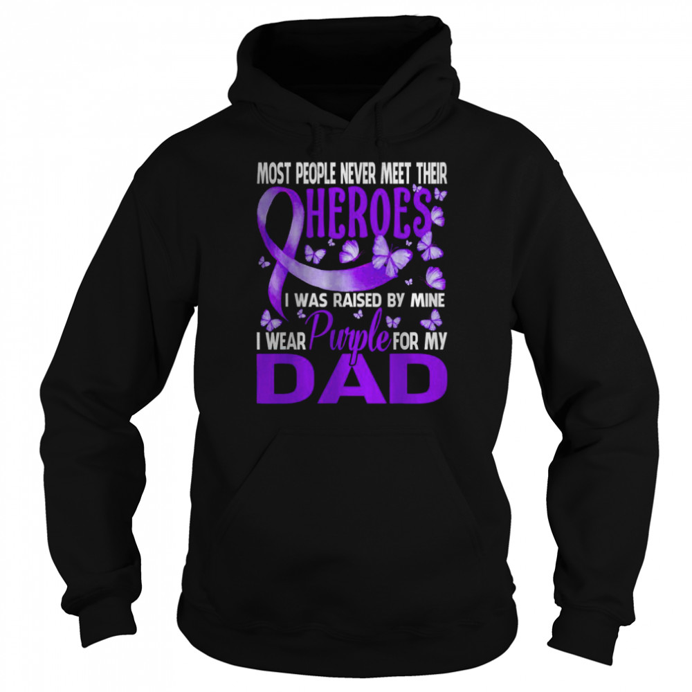 My Heroes I Wear Purple For My Dad Pancreatic Cancer  Unisex Hoodie